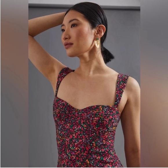 NWT Anthropologie Hutch Red Floral Ditsy Sweetheart Dress - Picture 2 of 6